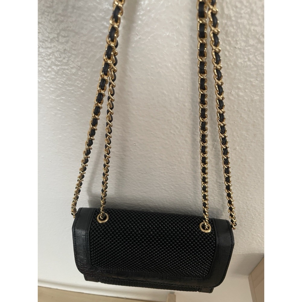 Whiting & Davis Small Black Bead Evening Purse with Chain Strap‎ And Mirror - Picture 12 of 13